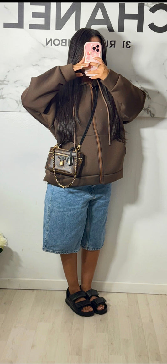 Gilet à capuche marron KAM
