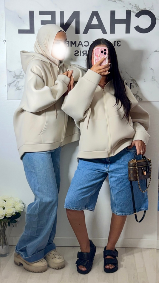 Gilet à capuche crème KAM