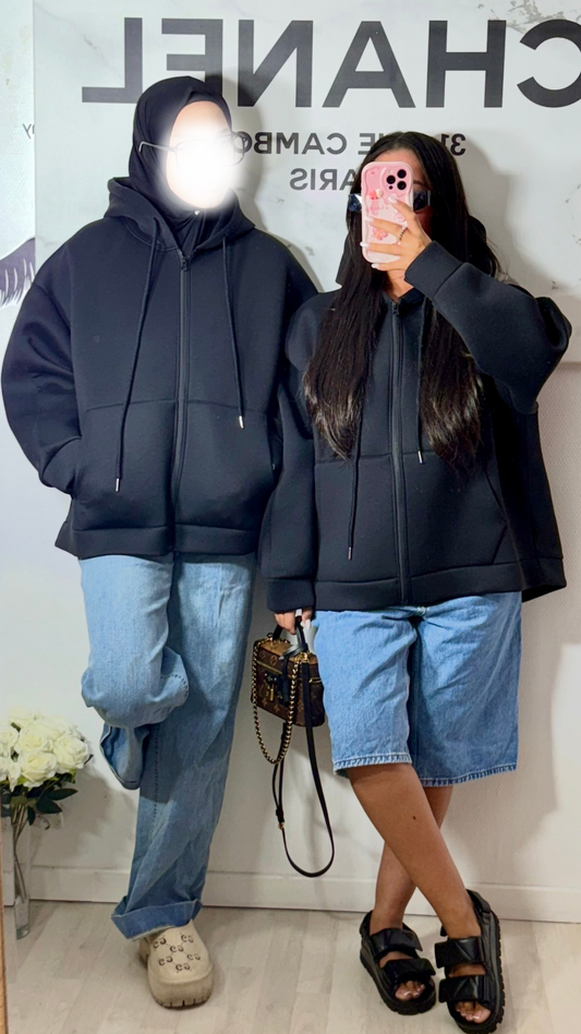 Gilet à capuche noir KAM